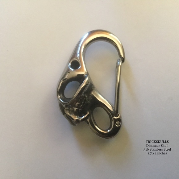 Skull Dinosaur Cat Clip Carabiner Keychain Wallet Chain Hook Stainless Accessory - Picture 1 of 8